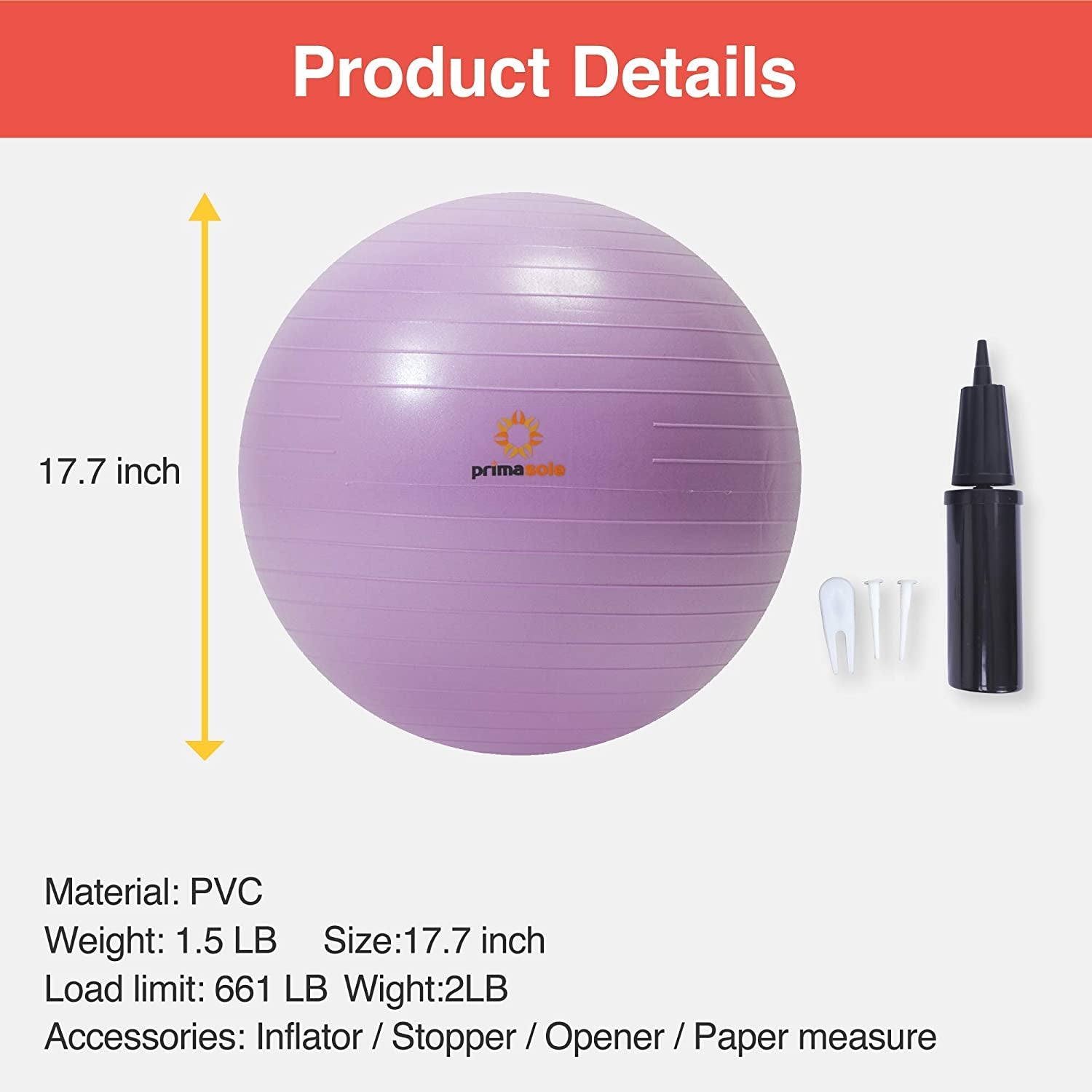 Exercise Ball Anti-Burst Pregnancy Yoga Ball for Balance Stability Fitness Workout Core Strength at Home & Office