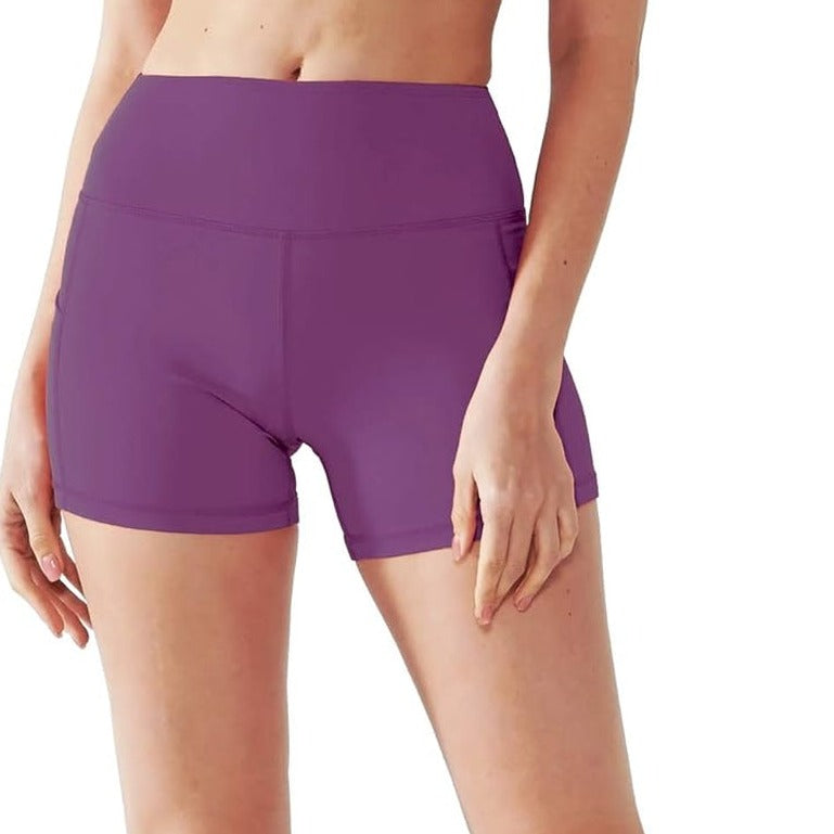 High Waist Athletic Shorts for Womens Yoga Fitness Running Shorts with Deep Pockets